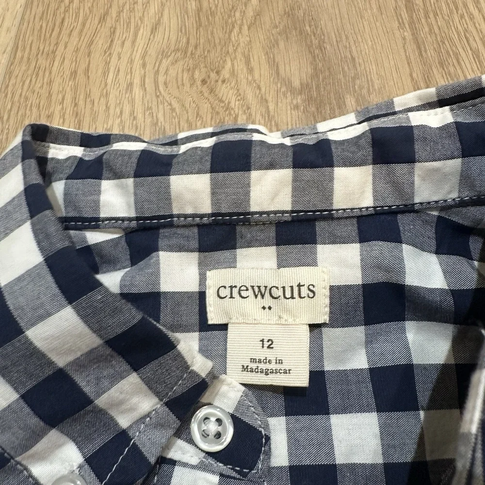 NWT Crewcuts Boys Size 12 Blue Plaid Button Down Shirt Long Sleeve Preppy